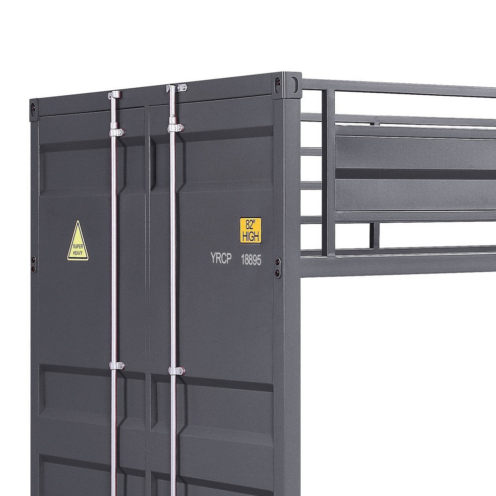 Gunmetal Gray Finish Twin Turdle with Metal Frame and Slat system Gray BM207436