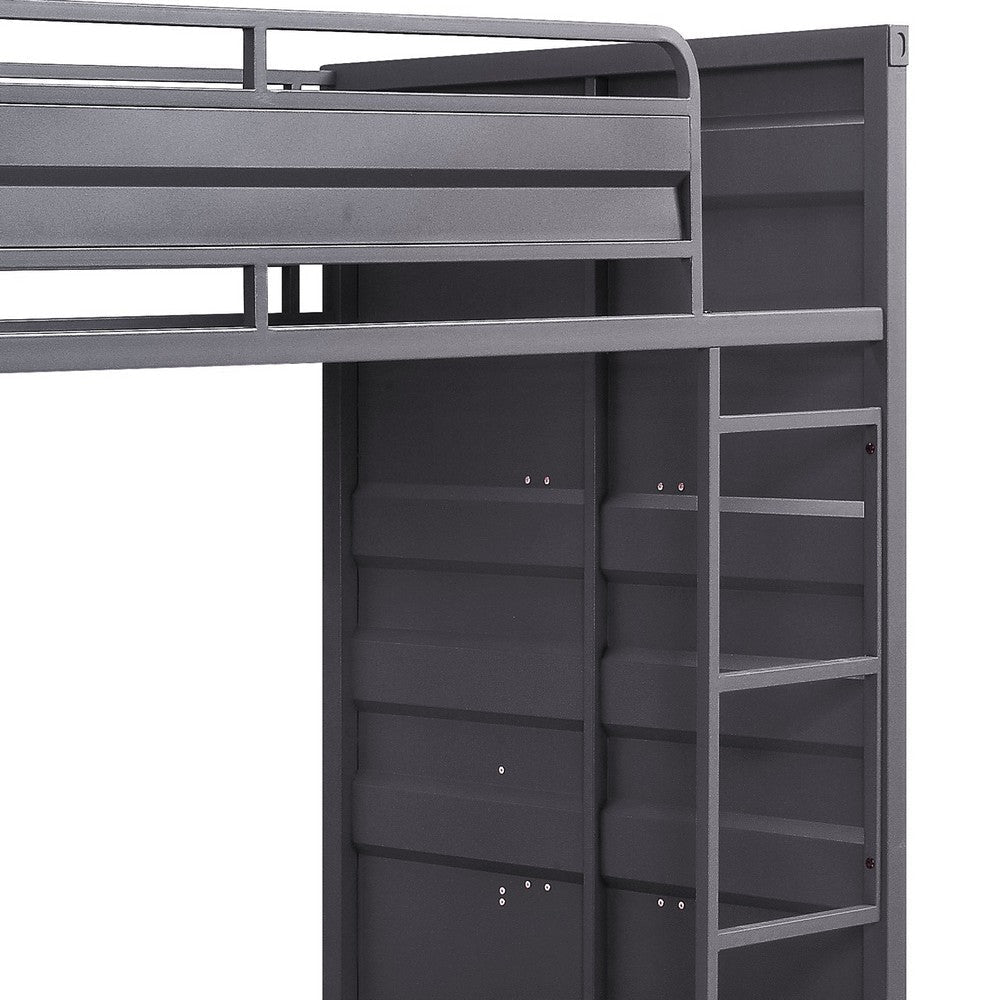 Gunmetal Gray Finish Twin Turdle with Metal Frame and Slat system Gray BM207436