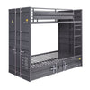Gunmetal Gray Finish Twin Turdle with Metal Frame and Slat system, Gray