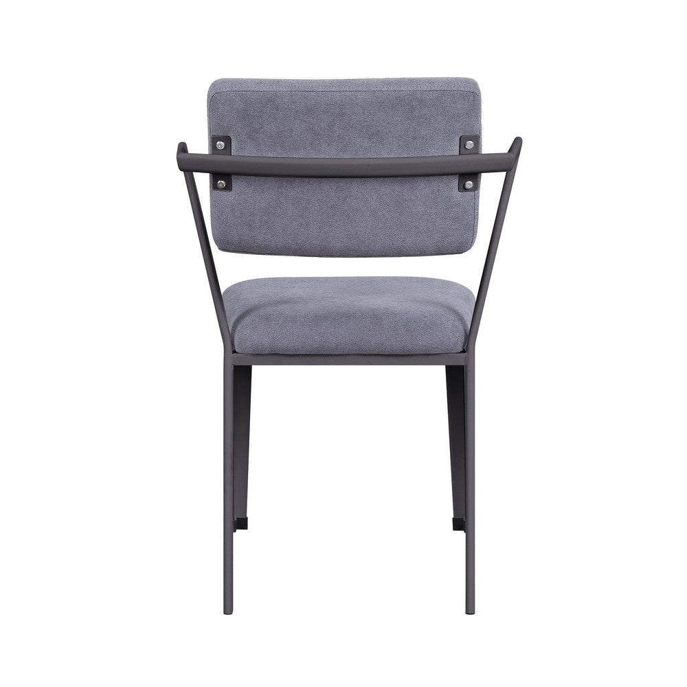 Metal Chair with Fabric Upholstered Seat and Back, Gray - BM207438 By Casagear Home