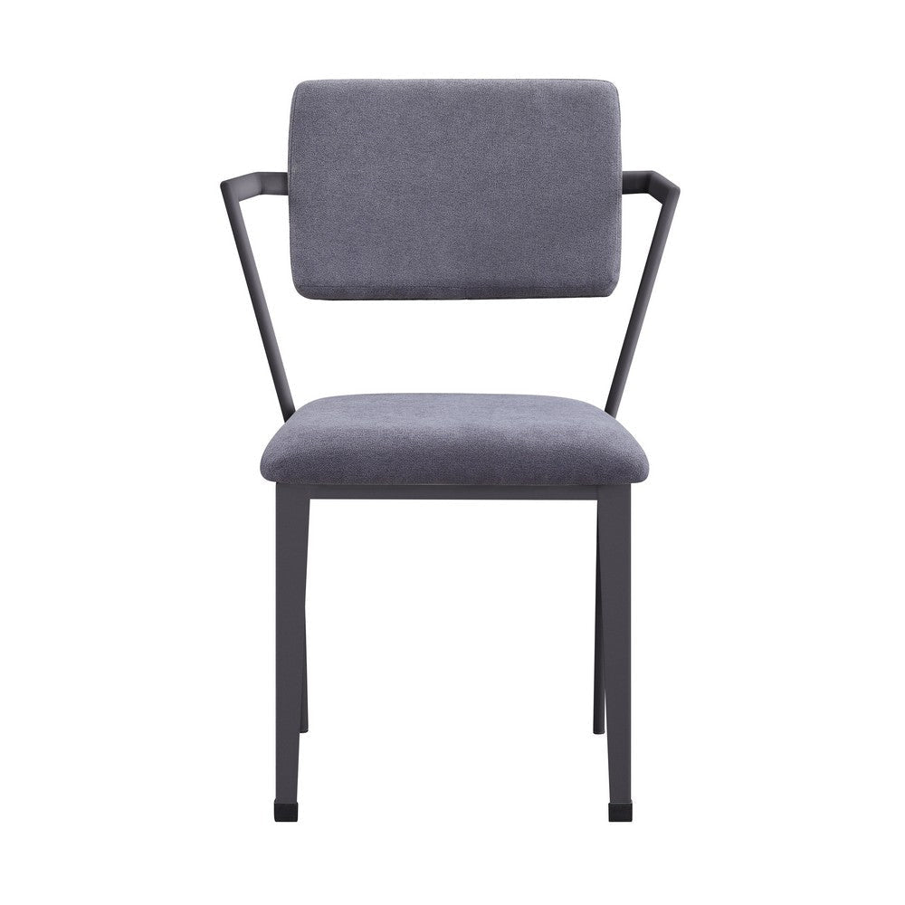 Metal Chair with Fabric Upholstered Seat and Back, Gray - BM207438 By Casagear Home