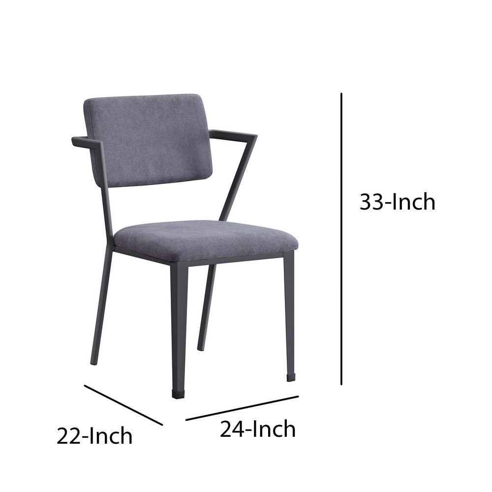 Metal Chair with Fabric Upholstered Seat and Back, Gray - BM207438 By Casagear Home