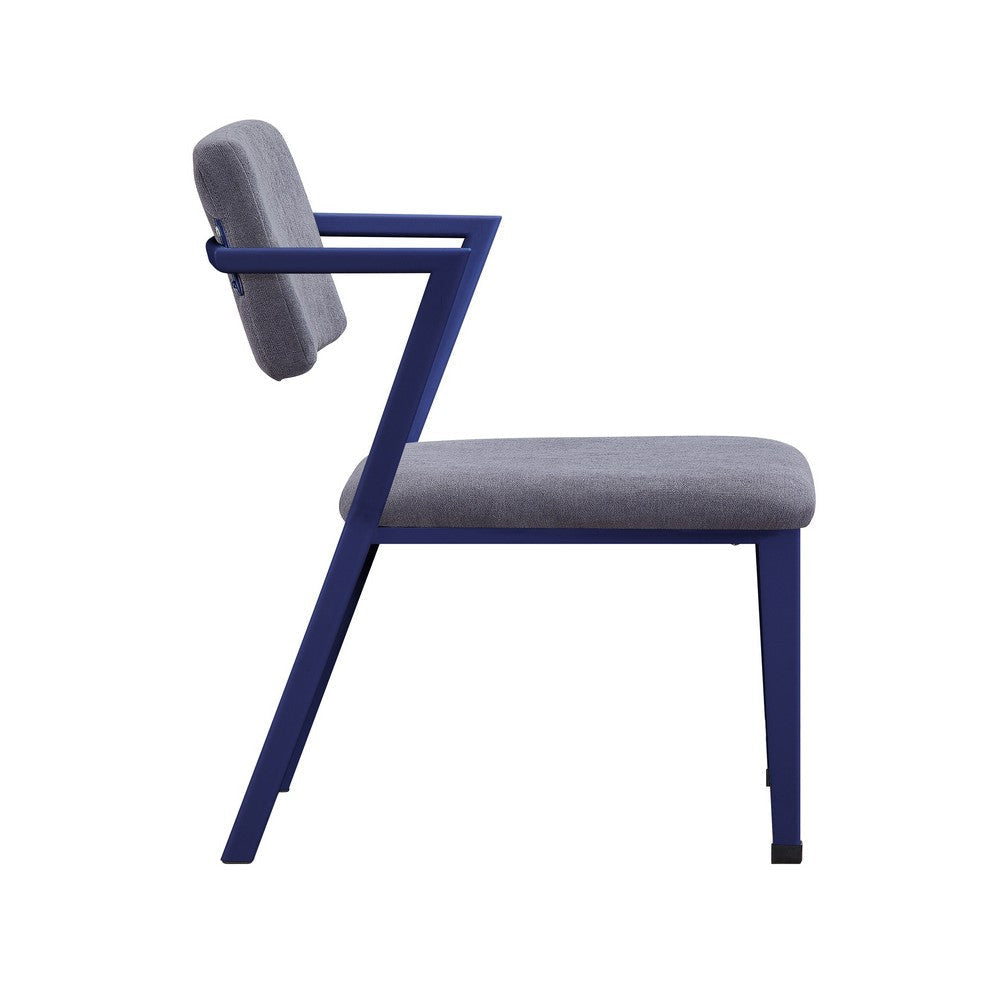 Fabric Upholstered Metal Base Chair with Flared Armrest Blue and Gray BM207442