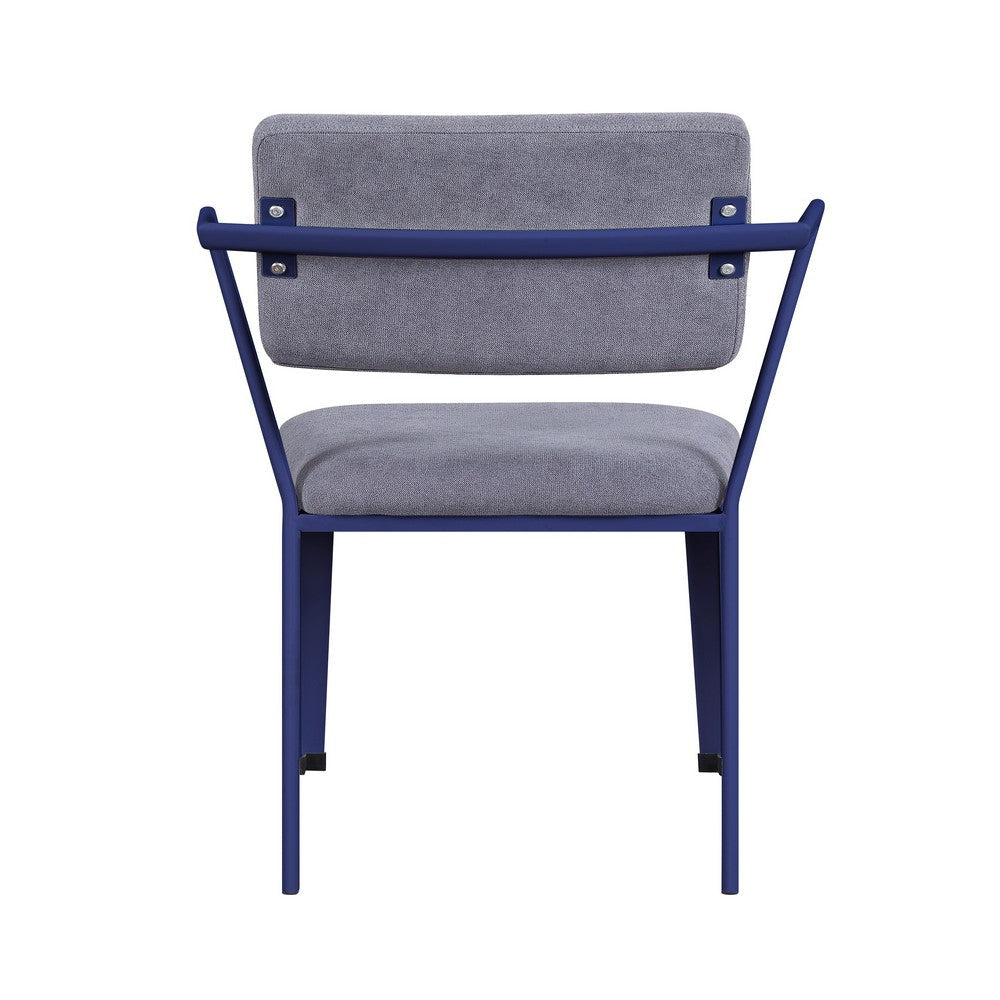 Fabric Upholstered Metal Base Chair with Flared Armrest Blue and Gray BM207442