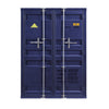 Metal Base Double Door Storage Wardrobe with Slated Pattern Blue BM207443