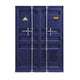 Metal Base Double Door Storage Wardrobe with Slated Pattern Blue BM207443