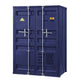 Metal Base Double Door Storage Wardrobe with Slated Pattern, Blue