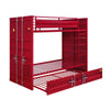 Metal Base Twin Turdle with Slat System and Cremon Bolts Red By Casagear Home BM207444