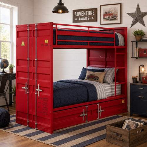 Turdle Frame | Metal Base | Twin | Slat System | Cremone Bolts | Red