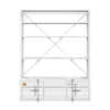 Metal Base Bookshelf and Ladder with 2 Extra Storage Compartments White BM207449