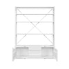 Metal Base Bookshelf and Ladder with 2 Extra Storage Compartments White BM207449