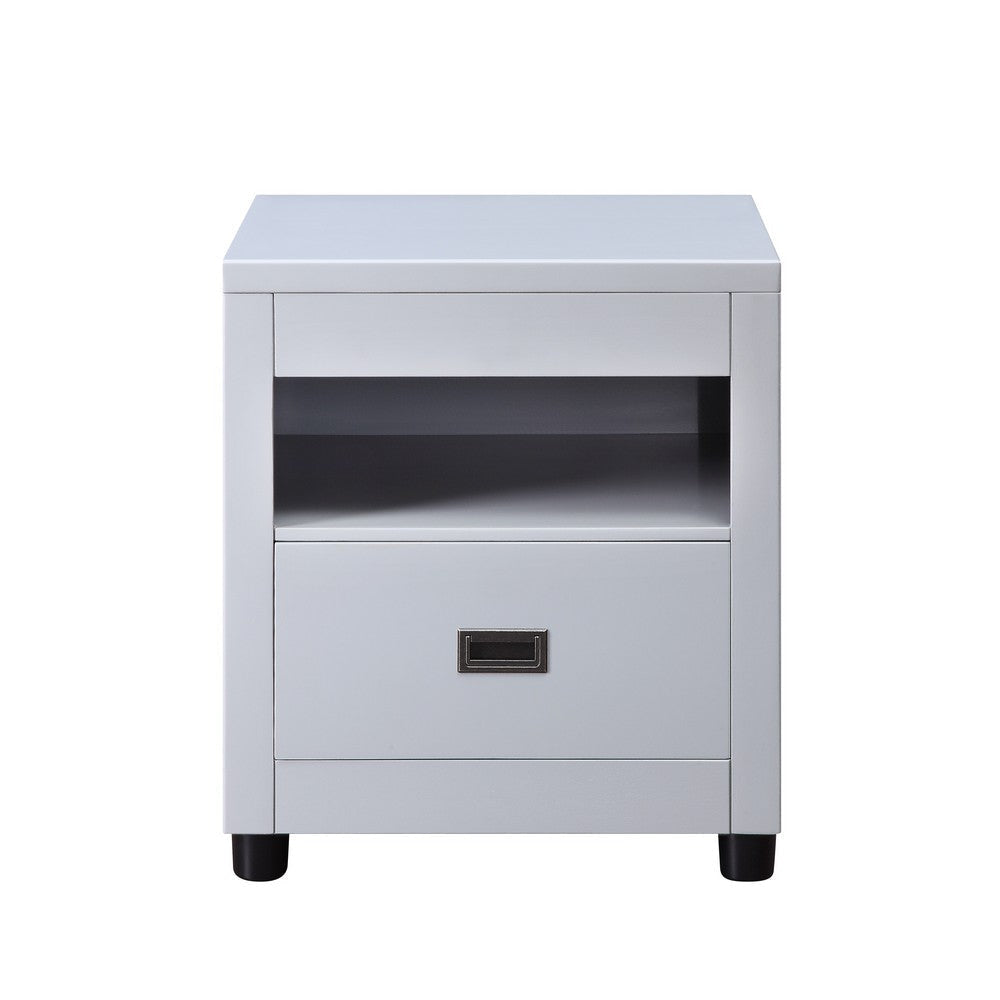 Transitional Style Wooden End Table with 1 Drawer Gray and Black BM207458