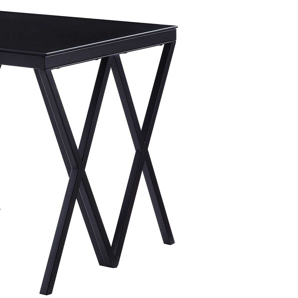 Contemporary Style Metal End Table with Geometric Base Black BM207461