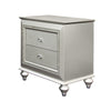 2 Drawer Spacious Nightstand with Mirror Beveled Pulls, Silver By Casagear Home