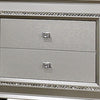 2 Drawer Spacious Nightstand with Mirror Beveled Pulls, Silver By Casagear Home