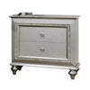 Nightstand | 2 Drawer | Mirror Beveled Pull Handles | Silver