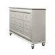9 Drawer Spacious Desser with Mirror Beveled Pulls and Bun Feet Silver BM207488