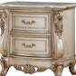 2 Drawer Nightstand With Raised Scrolled Floral Moulding, White - BM207490 By Casagear Home
