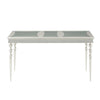 Sparkling Rectangular Dining Table with Rhinestone Inlay, Silver and Clear