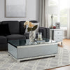 Rectangular Wooden Coffee Table with Faux Crystal Inlays, Silver