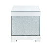 Contemporary Square Wooden End Table with Faux Crystal Inlays Silver BM207522