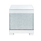 Contemporary Square Wooden End Table with Faux Crystal Inlays Silver BM207522