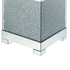 Contemporary Square Wooden End Table with Faux Crystal Inlays Silver BM207522