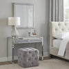 Console Table with Two Storage Drawers and Faux Diamond Inlay, Silver