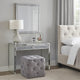 Console Table with Two Storage Drawers and Faux Diamond Inlay, Silver
