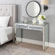 Console Table with Two Storage Drawers and Faux Diamond Inlay, Silver