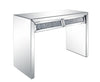 Console Table with Two Storage Drawers and Faux Diamond Inlay, Silver