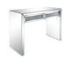 Console Table with Two Storage Drawers and Faux Diamond Inlay, Silver