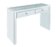 Wooden Console Table with 2 Storage Drawers and Faux Diamond Inlay, Silver