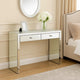 Wooden Console Table with 2 Storage Drawers and Faux Diamond Inlay, Silver