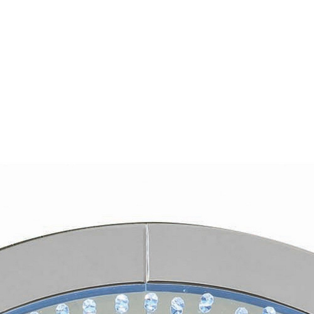 Round Accent Wall Decor with LED Bulb and Beveled Edges Silver BM207527
