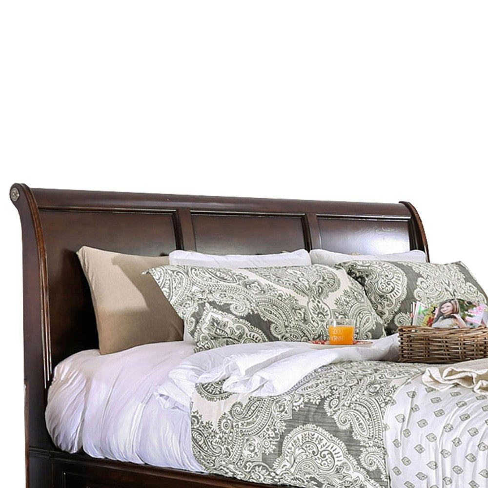 Wooden Queen Size Bed with Spacious Storage Drawers Brown By Casagear Home BM207574