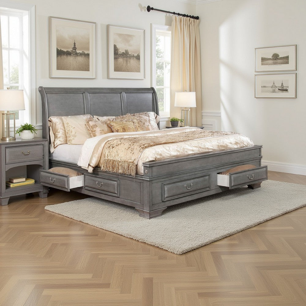 Bed | Queen | Wood | Storage Drawers | Gray BM207575