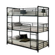 3 Tier Industrial Style Twin Size Bunk Bed with 2 Ladders, Black