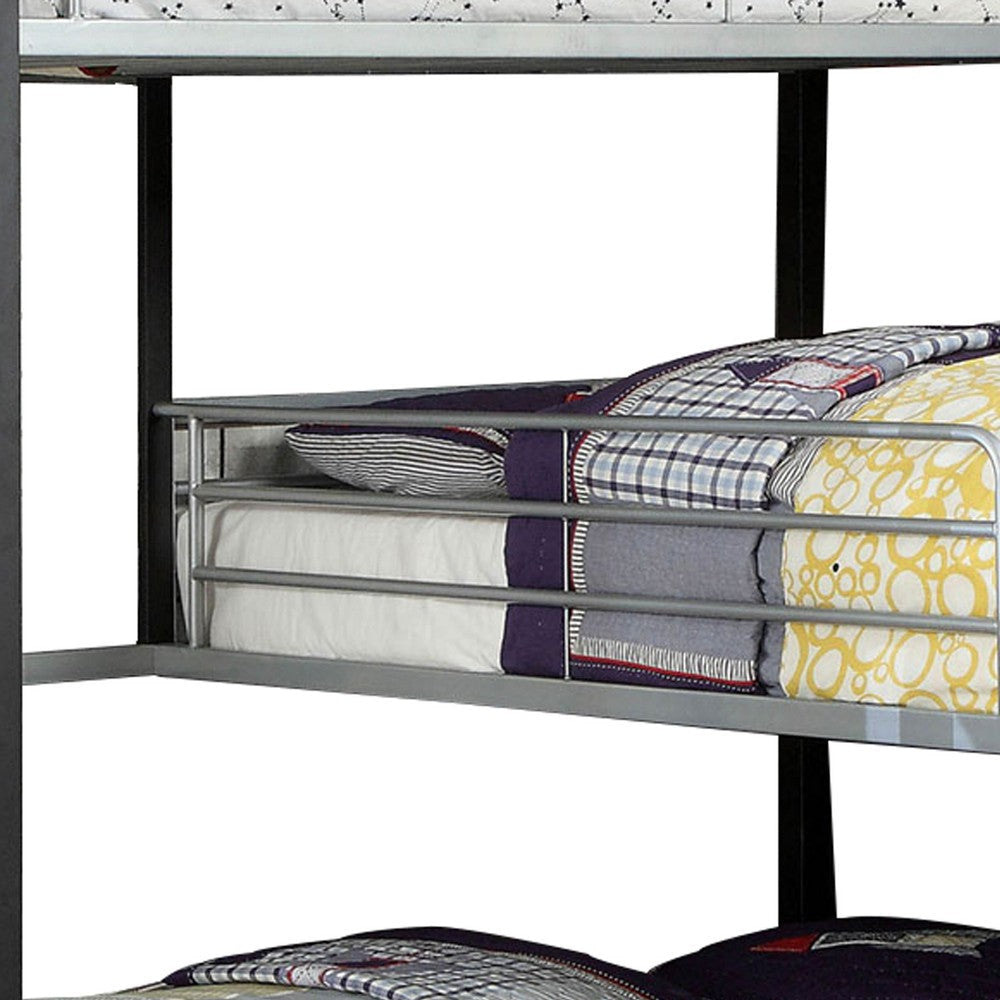 3 Tier Industrial Style Twin Bunk Bed with Corner Design Black and Gray BM207601