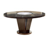 Contemporary Round Wooden Dining Table with Center Mirror, Espresso By Casagear Home