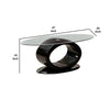 Contemporary Tempered Glass Top Coffee Table with O Shape Base Black By Casagear Home BM207643