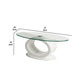 Contemporary Tempered Glass Top Coffee Table with O Shape Base White By Casagear Home BM207644