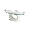 Contemporary Tempered Glass Top Coffee Table with O Shape Base White By Casagear Home BM207644