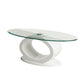 Contemporary Tempered Glass Top Coffee Table with O Shape Base, White By Casagear Home