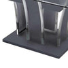 Wooden Dining Table with Pedestal Base and Chrome Trim Details Gray BM207652