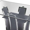 Wooden Dining Table with Pedestal Base and Chrome Trim Details Gray BM207652