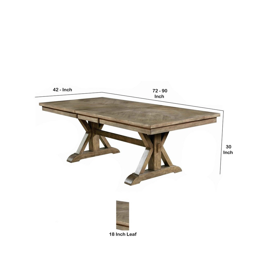 Transitional Style Wooden Dining Table with Trestle Base, Brown