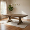 Transitional Style Wooden Dining Table with Trestle Base, Brown