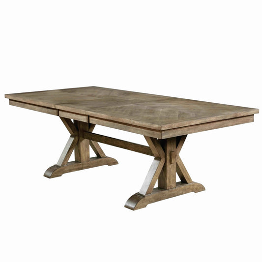 Transitional Style Wooden Dining Table with Trestle Base, Brown By Casagear Home