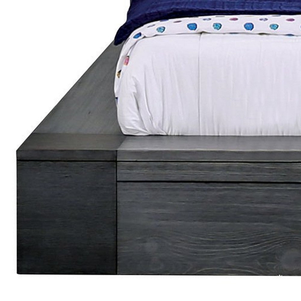 California King Size Bed with 2 Drawers Gray By Casagear Home BM207667